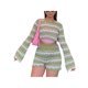 thumbnail image 3 of Txlixc Traje de 2 piezas para mujeres con mangas tejidas con cuello redondo hueco Txlixc moda, 3 of 6