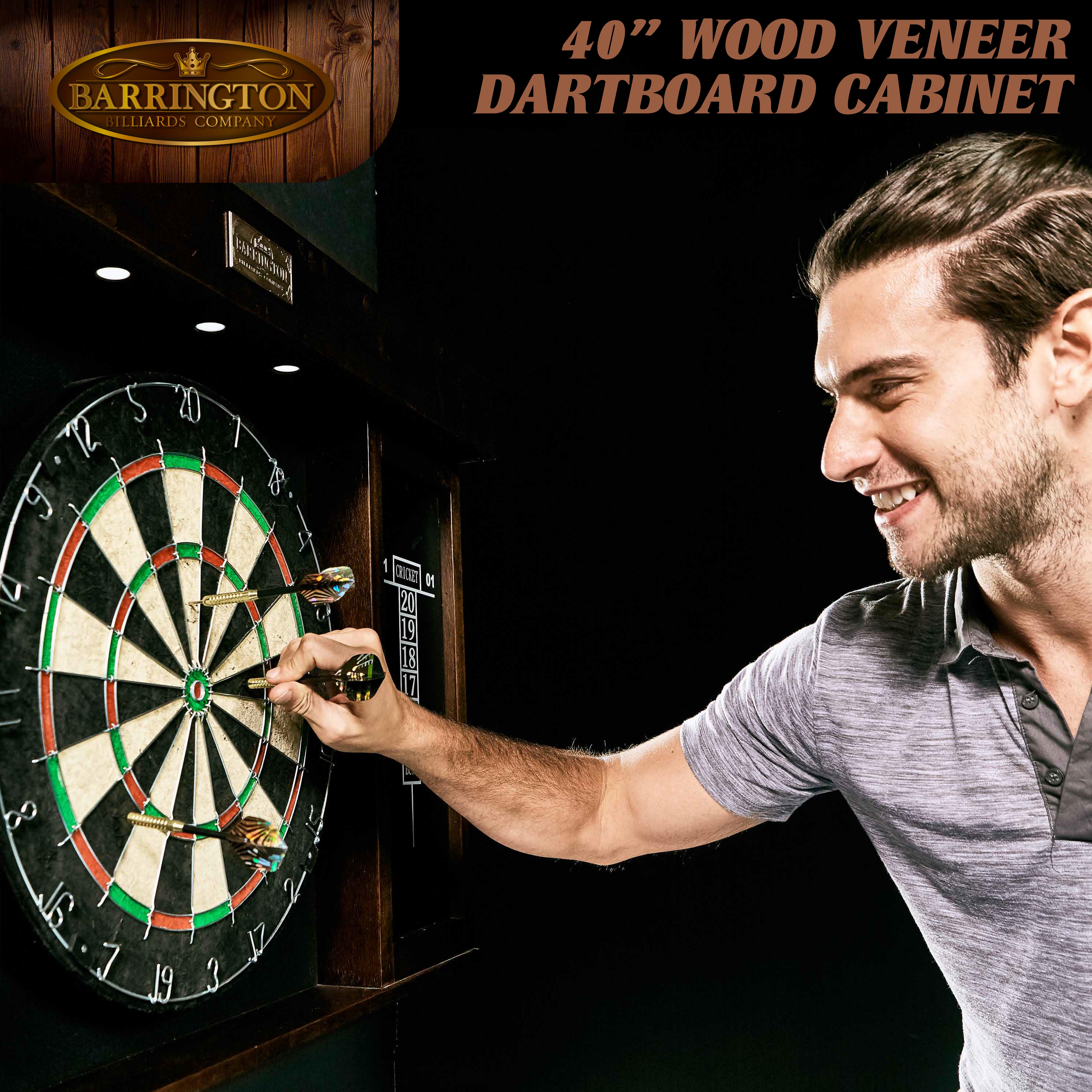 Barrington 40 inch Dartboard Cabinet with LED Lights, 40 inch x 4.375 inch x 24.625 inch - image 5 of 11