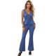 thumbnail image 1 of Conjunto para Mujer 2 Piezas Blusa Peplum con Escote y Pantalón Acampanado Set Casual Estampado Cuadros, 1 of 5