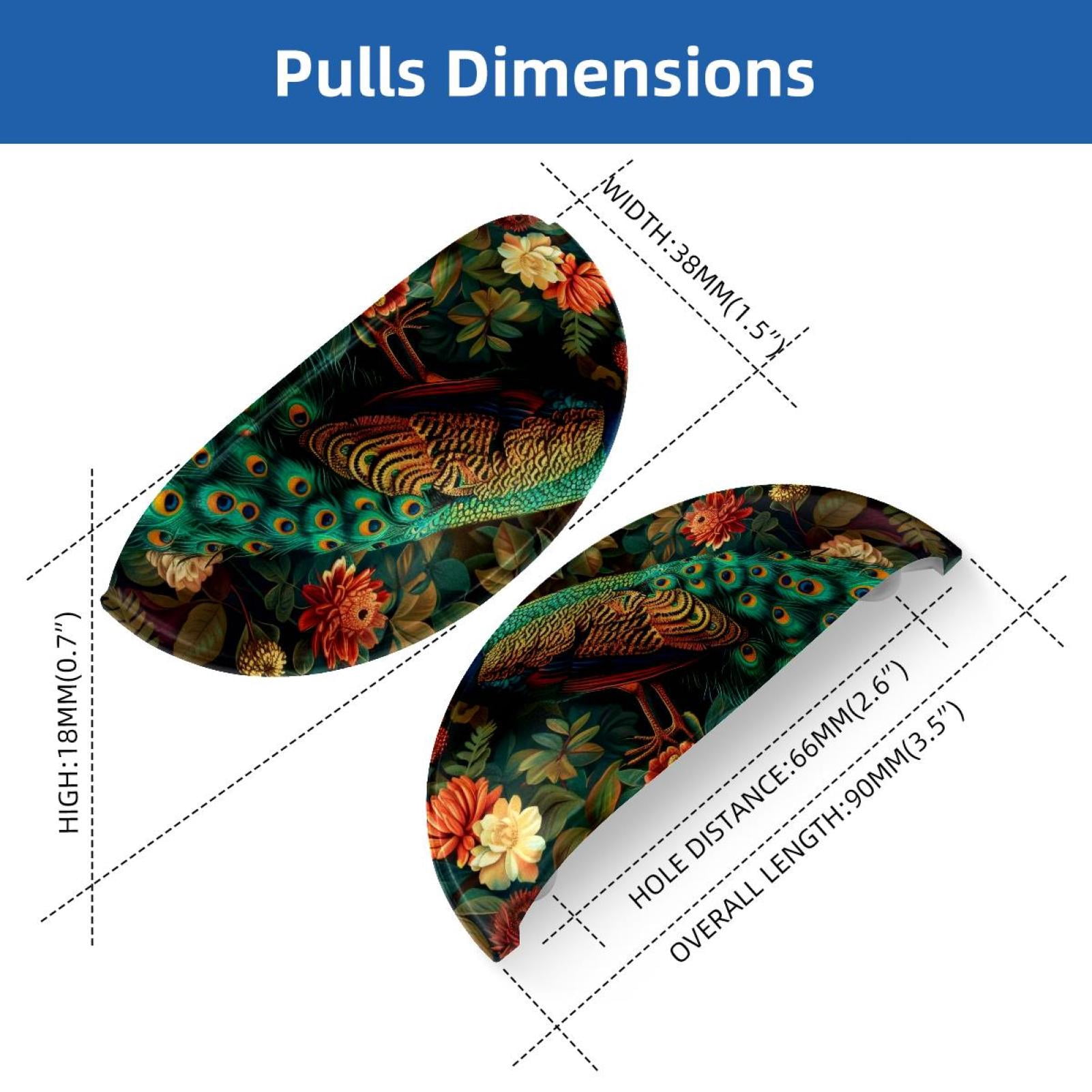 PhooArto 6 Pcs Cup Drawer Pulls, Peacock and Flower Pattern Shell Shape Handles Cabinet Knobs for Dresser Cupboard Closet Wardrobe with Screws
