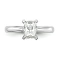 thumbnail image 4 of 14K White Gold mounting Ring Band Only Emerald Solitaire Engagement, Size 7, 4 of 7