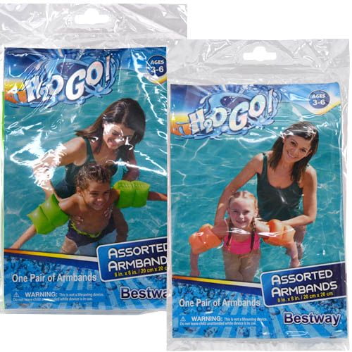 H20GO 8" x 8" Assorted Armbands in polybag with insert card 2 asst