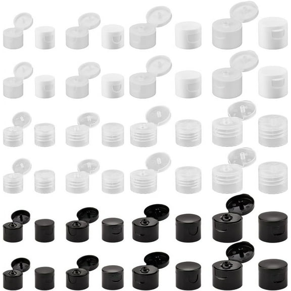 48Pcs 4 Sizes Smooth Bottle Emptying Caps Kit Reusable Leak-Proof Flip Top Dispensing Cap Snap Top Bottle Lip Stopper Plug for DIY Squeeze Bottles Refillable Plastic Empty Shampoo Bottles