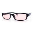 thumbnail image 5 of SA106 Mens Hippie Pimp Color Lens Narrow Rectangular Black Frame Sunglasses Pink, 5 of 7