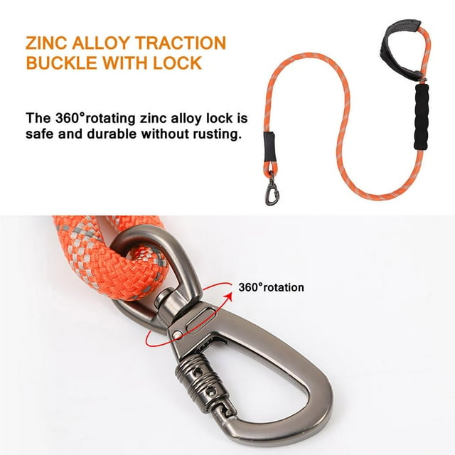 Pet Nylon Tow Rope High Toughness Dog Walking Hauling Cable Smooth Surface Pulling Haulage Cable with Wrist Strap High Elasticity Safety Lock Reflective Tape for Pet