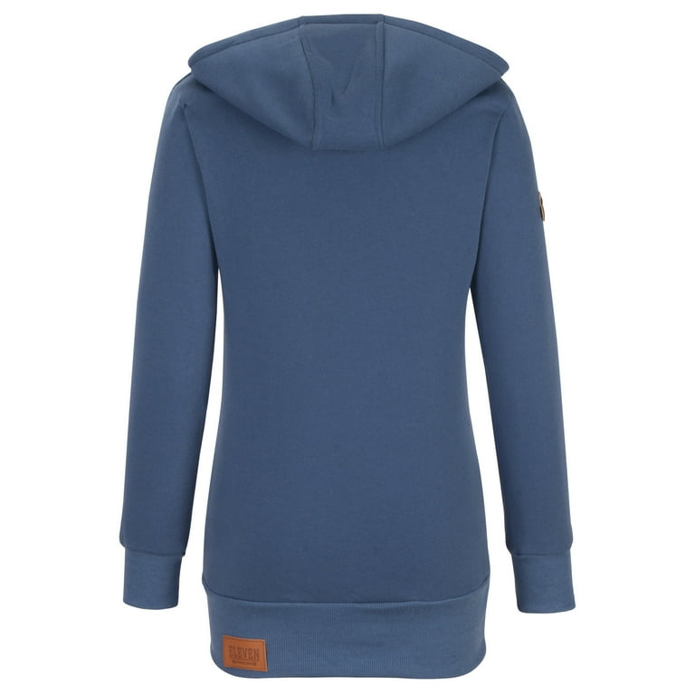 XFLWAM Womens Hoodies Hooded Jersey Jackets Oblique Zipper Fleece Jumper Sweatshirt with Pockets Blue XL Walmart