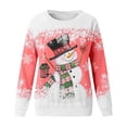 thumbnail image 4 of WEAIXIMIUNG Chandail en Molleton Femme Mignon Mode Hiver Décontracté Bonhomme de Neige Flocon de Neige Imprimé de Noël Col Rond Manches Longues Sweat à Capuche, 4 of 4