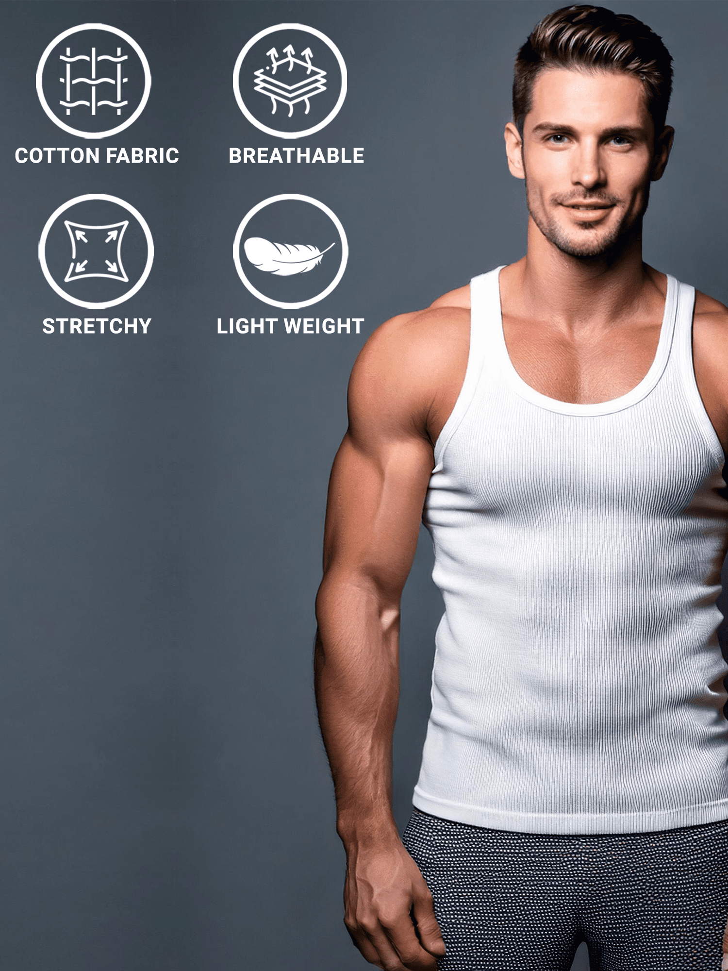 Mossy Oak Mens Tank Top Breathable, Tagless Under Shirts for Men, A-Shirt, 6-Pack