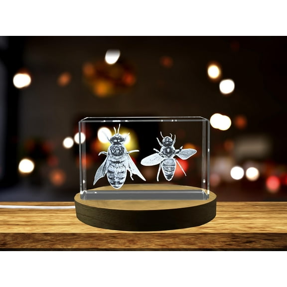 Unique 3D Engraved Crystal Gift Featuring Apis Mellifera Bee - Perfect for Nature Lovers