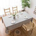 thumbnail image 3 of Rectangle Waterproof Tablecloth, 55x86" Embroidery Burlap Linen with Tassel, Stain and Water Resistant Table Cover for Kitchen Dining Room(Grey Plaids), 3 of 6