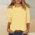 thumbnail image 2 of LISTHA 3/4 Sleeve T Shirts for Women Striped Workout Shirts Crew Neck Trendy Plus Size Tunic Tops Going Out Summer Blouses Yellow 2XL, 2 of 5