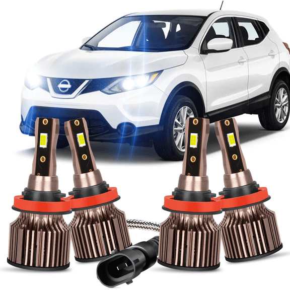 Fits 2017-2020 Nissan Rogue Sport LED Headlight Bulb H9 High Beam H11 Low Beam Replacement Kit Pack of 4