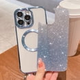 thumbnail image 2 of for iPhone 15 Pro Magnetic Gardient Glitter Case, Plating Bling Cute Case Compatible with MagSafe for Women Girls Full Camera Protector Back Cover for iPhone 15 Pro 6.1 Inch Light Blue, 2 of 13