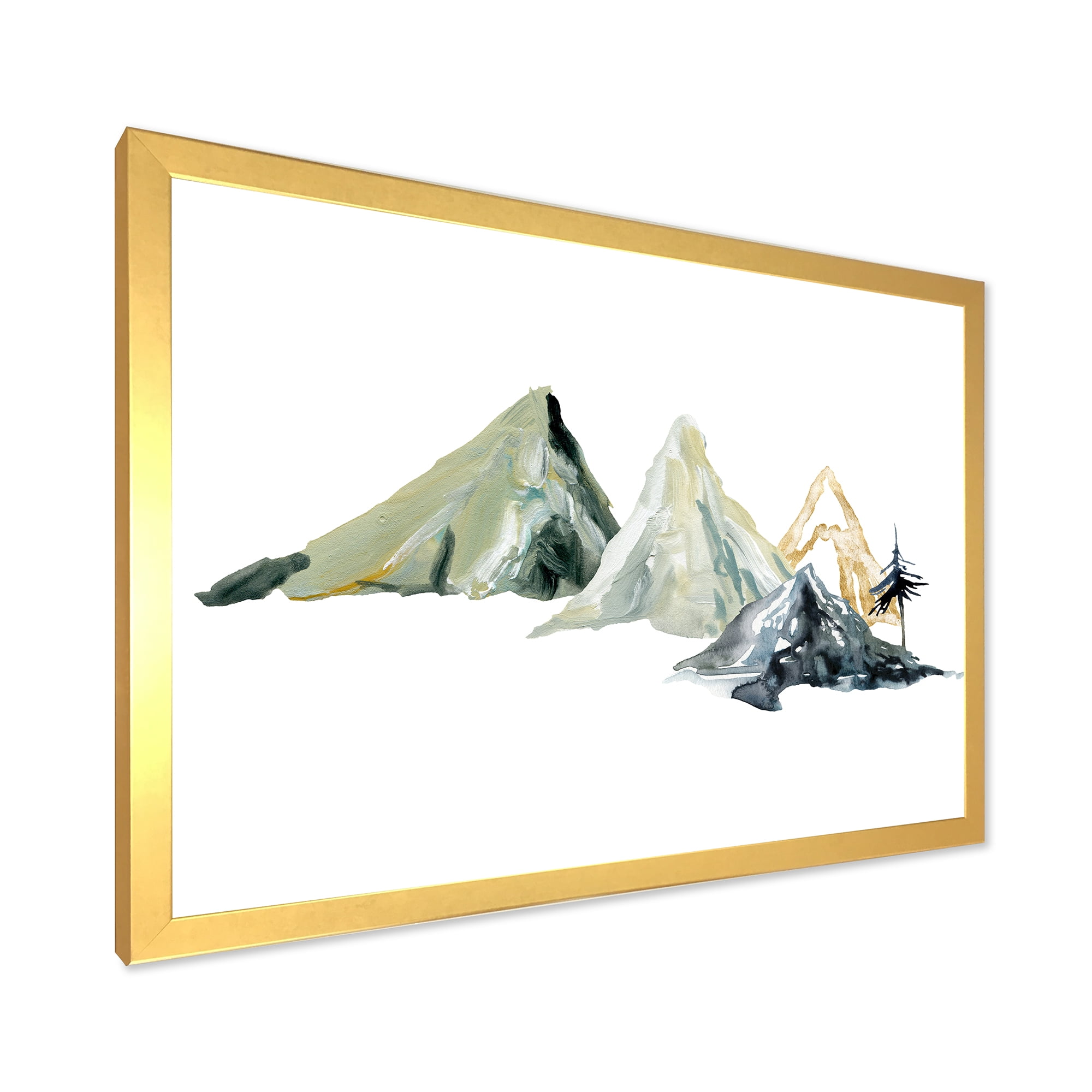 Designart 'Dark Blue Mountain Landscape Winter Minimalistic I' Modern Framed Art Print