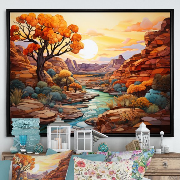 Designart "Bold horizon Canyon Desert I" Landscapes Floater Framed Wall Art Living Room