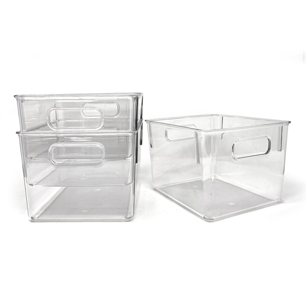 Ezee space Clear Plastic Storage Bins - 3-Pack XL: Acrylic Storage  Containers for Kitchen, Home, Office, and Bathroom - 12X12 X7 In. Freezer  and