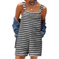 thumbnail image 3 of Women Summer Casual Sleeveless Romper Loose Striped Tied Shorts Overalls Jumpsuit with Pockets, 3 of 6