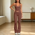 thumbnail image 6 of Ynynloco Womens Workout Sets 2 Piece Spaghetti Straps Crop Top High Waist Tummy Control Flared Leg Yoga Pants Yoga Pilates Outfits, 6 of 9