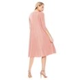 thumbnail image 3 of Women's Loose Fit 3/4 Sleeve Round Neck Jersey Knit A-Line Solid Midi Dress, 3 of 4