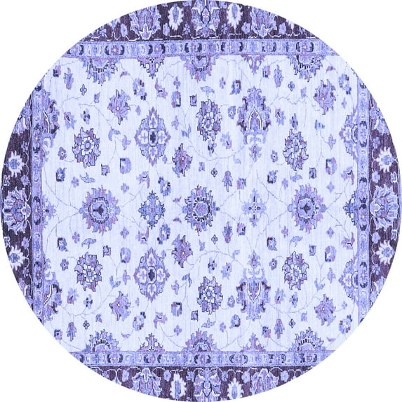 Ahgly Company Machine Washable Indoor Round Abstract Blue Modern Area Rugs, 3' Round
