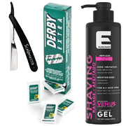 Barber Pack Elegance Shave Gel w/ Razor & Double Edge Derby Blades BB-BARBER6