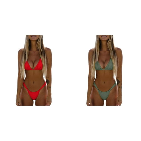 (2-Pack) Kcodviy High Two Up Bikini Cover Ups for Women Piece Up Women Cut Bikini Panties for Women Lace Solid Swimsuit Trendy Bikinis for Women Set Push Swimwears Tankinis Bikinis Set