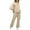 Khaki, variant on Vintage Women's Linen Two Piece Set With Loose Fit Elastic Waist Pants Wedding Jumpsuits for Women Bride Pantsuit Paints Suit for Women Pant Suits for Women Business Women Jumpsuits And Rompers Dressy