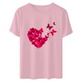 thumbnail image 4 of Meichang T-Shirts de la Saint-Valentin pour Femmes Imprimé Cœur Manches Courtes Col Rond Pull Ample Décontracté Tops de Vacances, 4 of 6