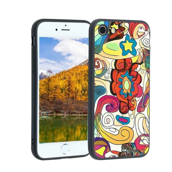 Compatible with iPhone 8 Phone Case, Abstract-Psychedelia-Hippie-4 Case Silicone Protective for Teen Girl Boy Case for iPhone 8