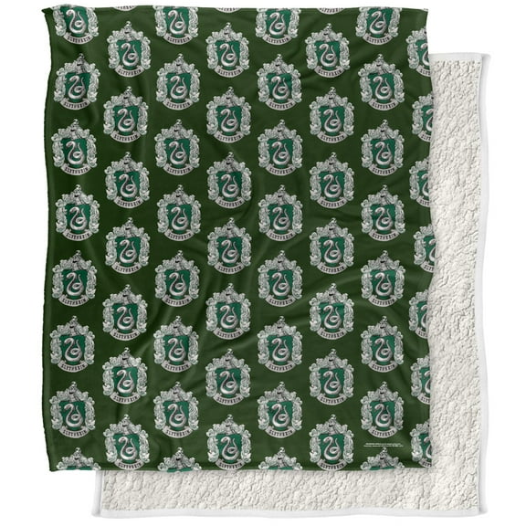 Harry Potter Blanket, 50"x60", Slytherin Crest 3 Silky Touch Sherpa Back Super Soft Throw Blanket
