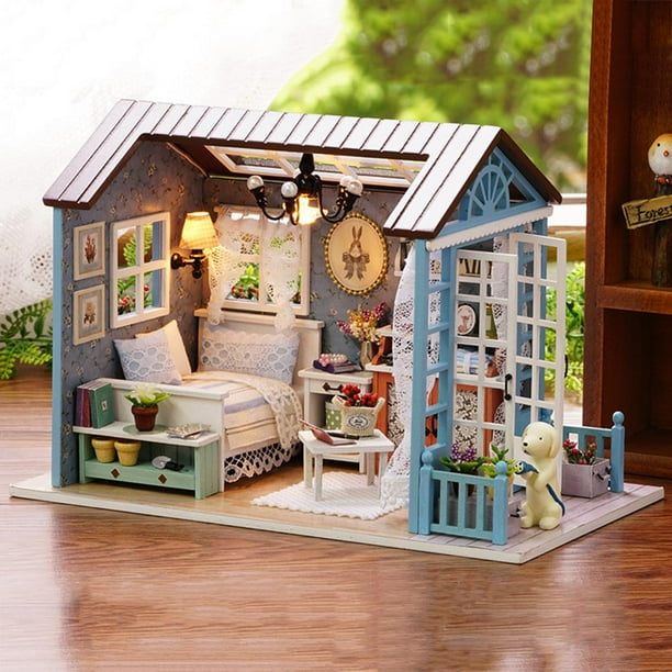 Mini casa de muñecas de madera para niños Kit de muebles