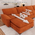 thumbnail image 5 of Muumblus Modular Sectional Cloud Couch with Ottoman, Oversized L-Shaped Corduroy Sofa for Living Room, Orange, 5 of 10