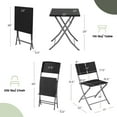 thumbnail image 4 of Costway 3PCS Patio Folding Rattan Bistro Set Chairs Backrest Table Garden Deck Black, 4 of 10