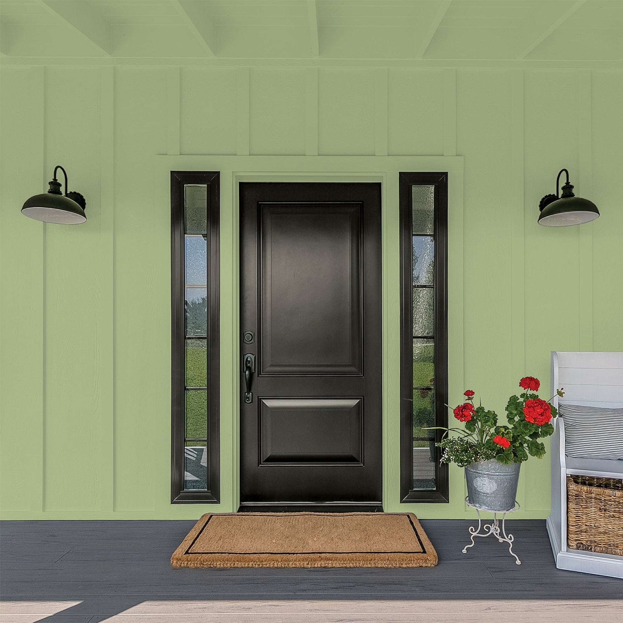 Glidden One Coat Guacamole / Green Flat Exterior Paint with Primer, 5 Gallon