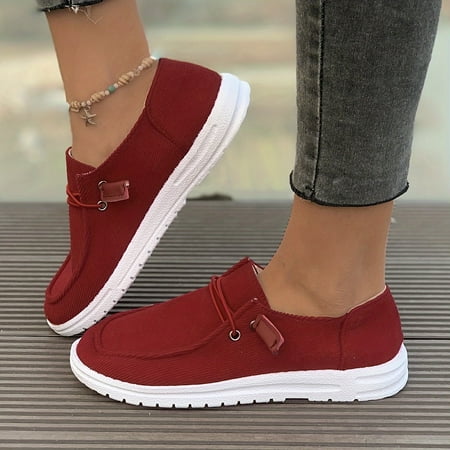 Women s Canvas Lace-Up Loafers  On Loafer Shoes Low Top Fashion Sneakers Casual Flat Comfortable Walking Shoes Slip for Women