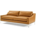 thumbnail image 3 of Armchair and Loveseat Sofa Set, Leather, Steel, Tan, Modern Contemporary Urban Design, Living Lounge Room Hotel Lobby Hospitality, 3 of 6