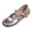 Silver, variant on Mary Jane Flats For Women Wrinkle Cracked Faux Leather Dual Adjustable Metal Buckle Straps Round Toe Slip On Flat Shoe Footwear