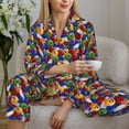 thumbnail image 6 of Yiaed Bowling Colorful Print Pajamas Women's Long Sleeve Sleepwear Soft Button Down Loungewear Pjs Lounge Set Nightwear Womens Pajama Pants-Small, 6 of 7