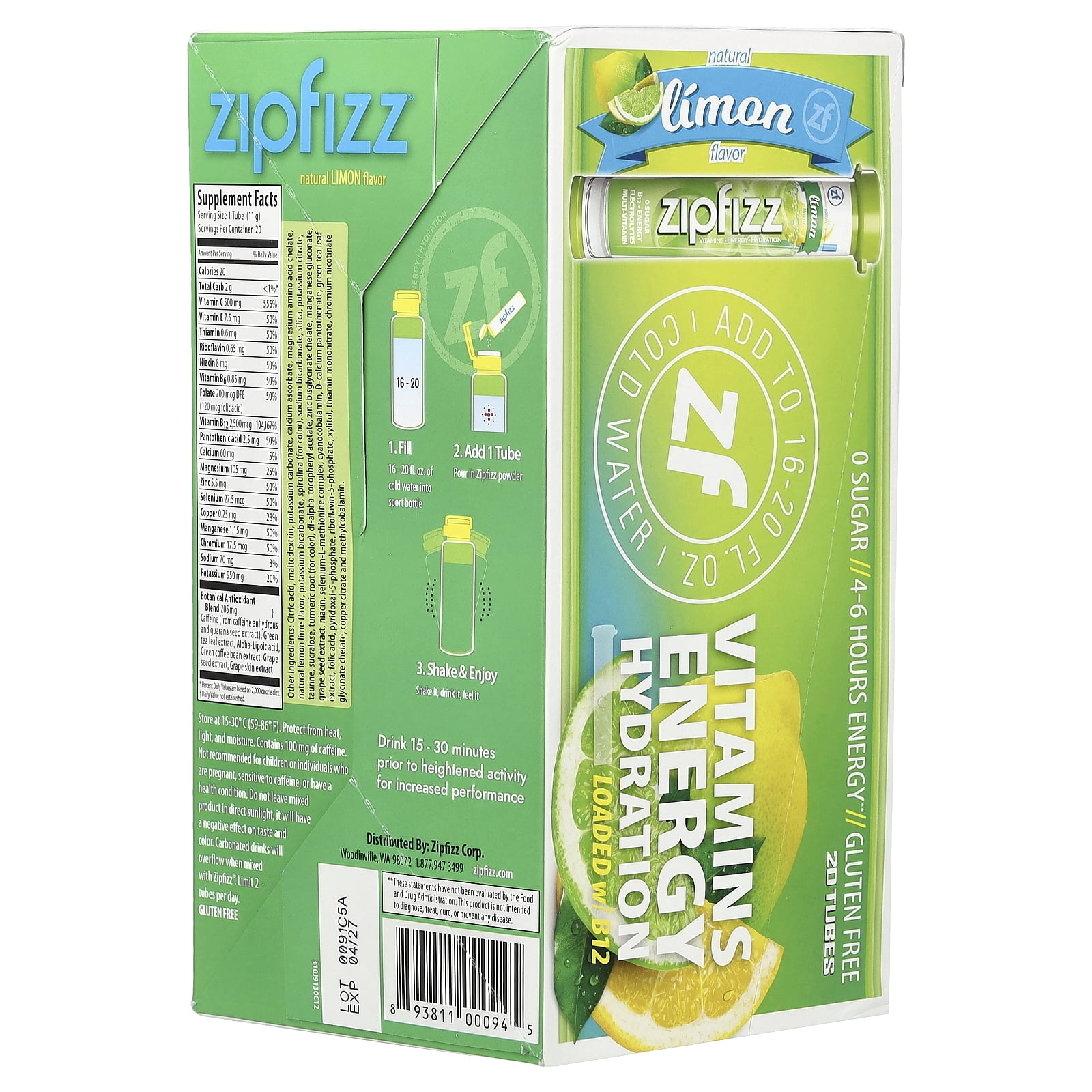 Zipfizz Healthy Energy Mix, Vitamin B12, Limited Edition, 20 Tubes
