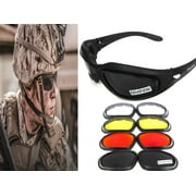 GALAXYLENSE Air Soft Military Eye Protection Glasses - Sport High Impact Resistant Sunglasses - Motorcycle Glasses - Provide UV Protection & Comfort - Support Wide Application - 4 Polycarbonate Lenses