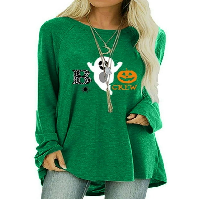 T-shirts Halloween Manches Longues pour Femmes Blouse Décontractée Pull-Overs
