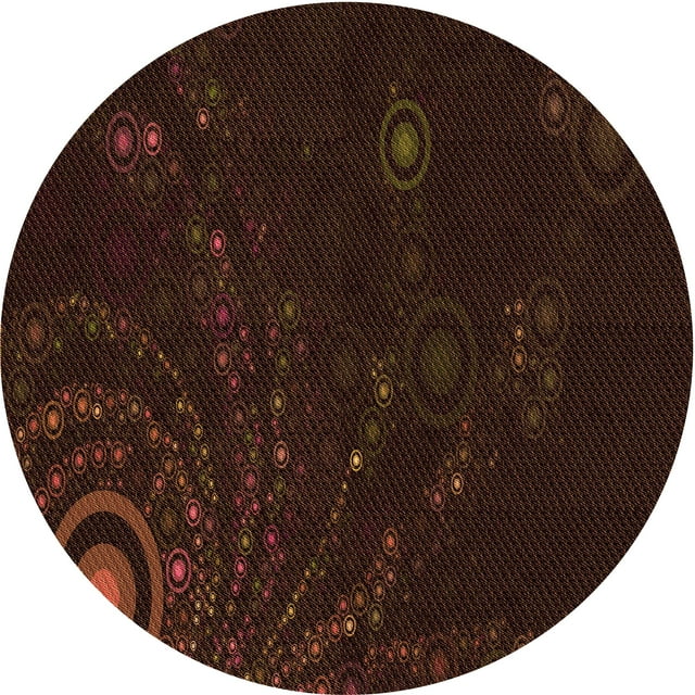 Ahgly Company Tapis Rond Lavable en Machine Intérieur Transitionnel Rouge Brun, 4 Pieds Rond