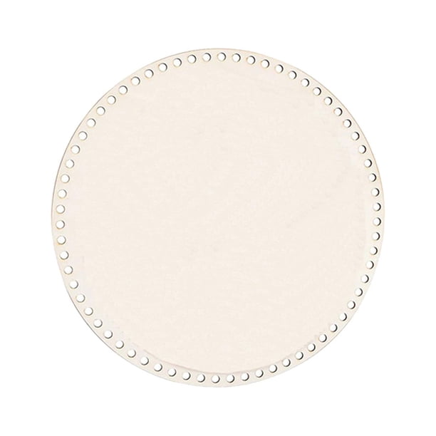 Parte inferior, cesta de crochet en blanco, base de madera para suministros de tejido de cestas de bricolaje. 30 centimetros
