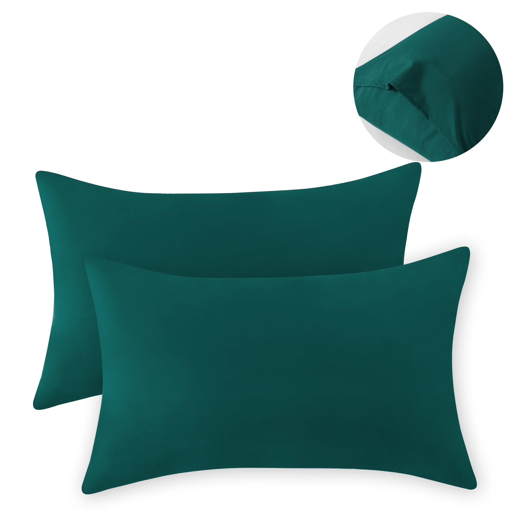 RUIKASI King Size Pillowcases 2 Soft Dark Green King Pillow Cases Set of 2, Microfiber Pillow