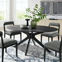 Modway Crossroads 71" Oval Wood Dining Table in Black