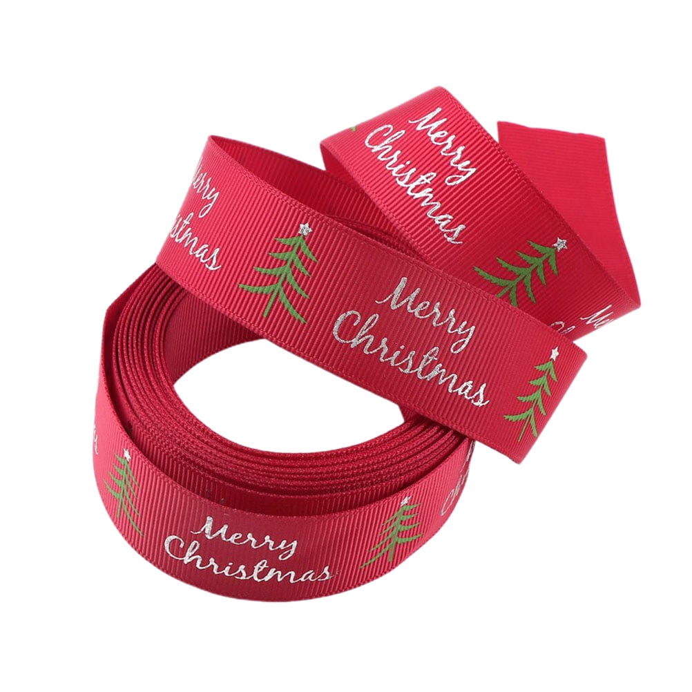 OUNONA 1 Roll Stylish Xmas Gift Wrapping Ribbons Strip Christmas Riband Festival Gift DIY Supplies for Home Party (Red)