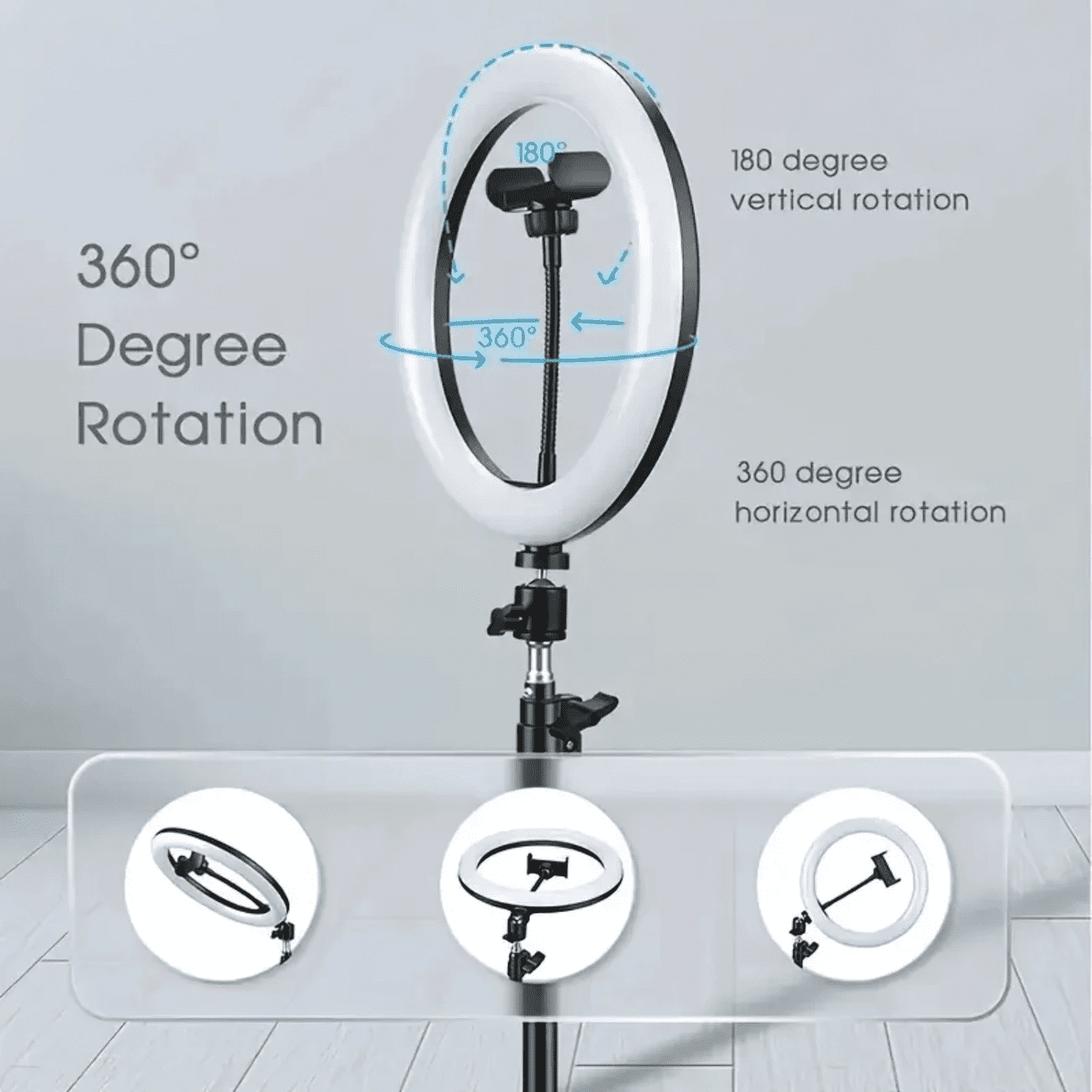 UEGOGO Pro 12" LED Ring Light Kit - 3 Lighting Modes + 43.3" Tripod for Streaming/Makeup/YouTube (With Phone Holder)
