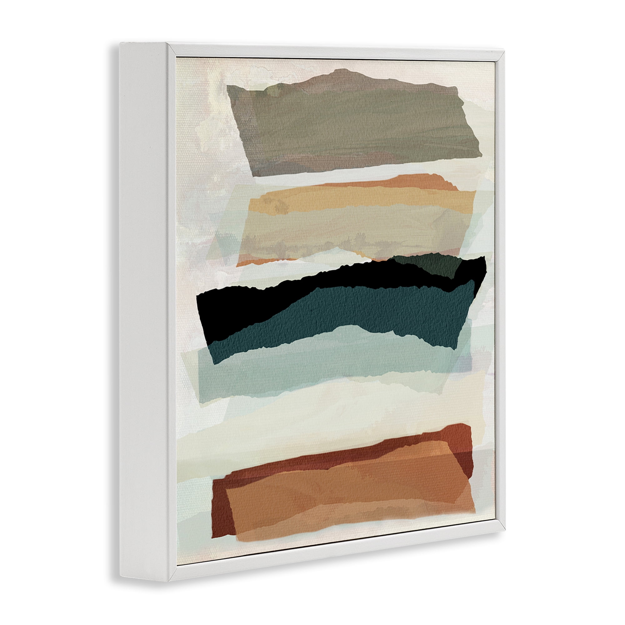 Stupell Industries Southwestern Layered Shapes Abstract Painting White Framed Art Print Wall Art, 12 x 12