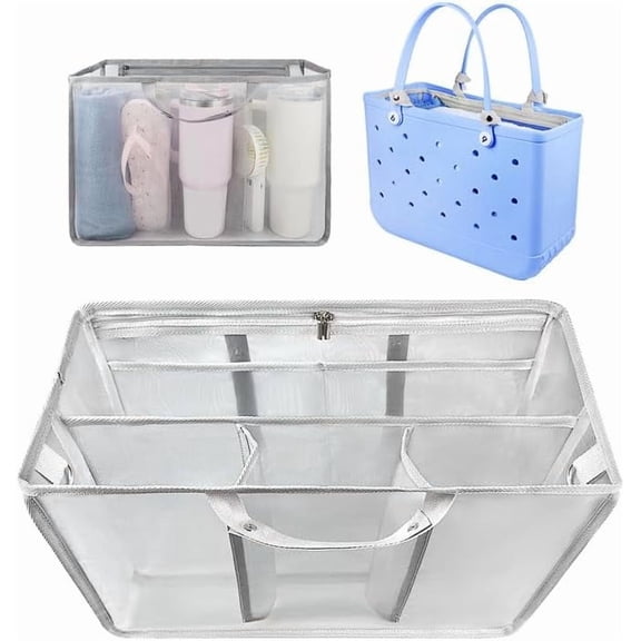 CZQ Beach Bag Organizer Insert, Compatible with Large BagsLightweight Mesh Insert Suitable for Original Bags Accessories,Beach Bag Essentials (Gray)