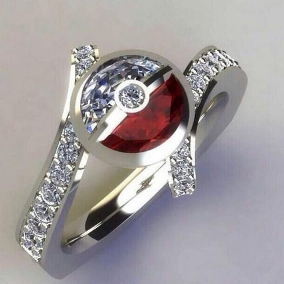 Women's Creative 925 Silver Elf Ball Red And White Ring